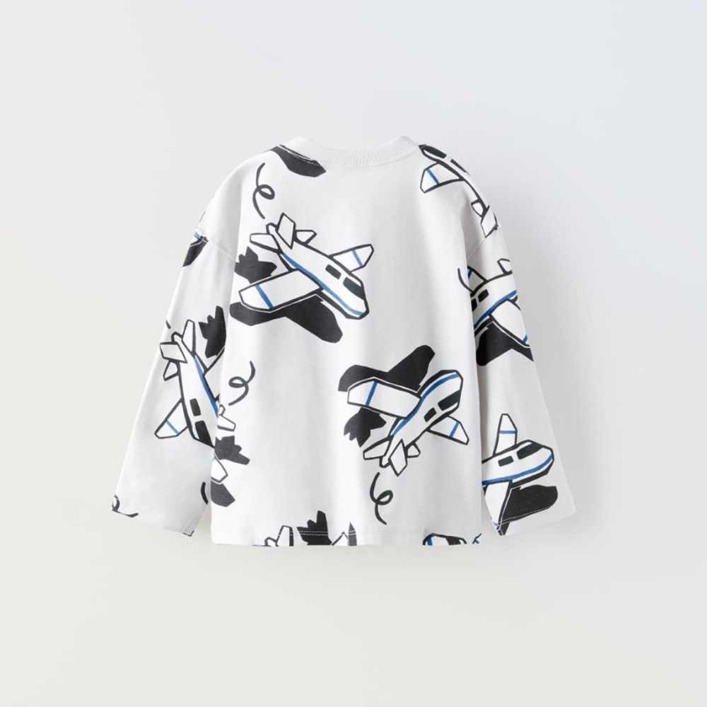 Zara Airplane Print Long Sleeve Shirt - Picture 2 of 3